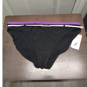 Nautica NWT Women's Size 16 Black Purple Swim Separates Belted Bikini Bottom